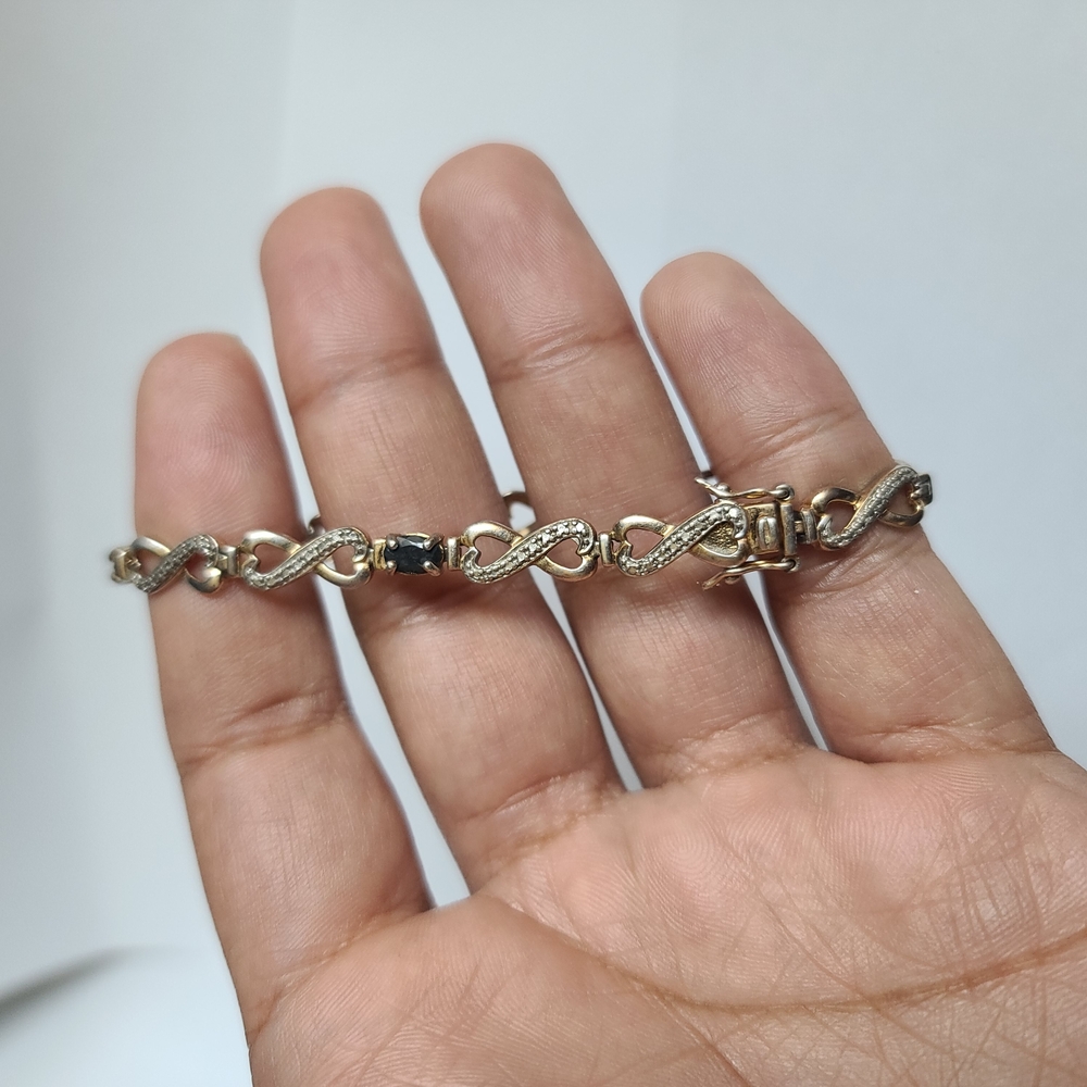 Ross Simons Designer Sapphire and Diamond Bracelet Gold Vermeil Sterling Silver